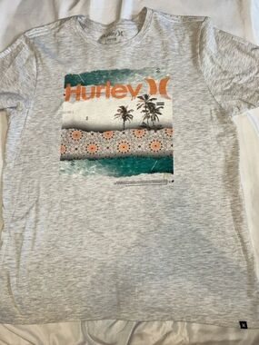 Hurley Heather Gray Logo Tee - Gray Print